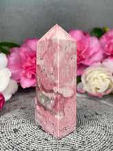 Load image into Gallery viewer, Stunning Peruvian Pink Rhodonite Crystal Tower Point