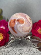 Load image into Gallery viewer, Beautiful Pink Carnelian Flower Agate Crystal Sphere
