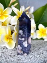 Load image into Gallery viewer, Peaceful Blue Flower Agate Crystal Tower Point