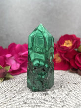 Load image into Gallery viewer, Positive Natural Malachite Crystal Tower Point