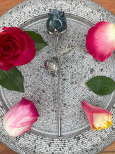 Load image into Gallery viewer, Moss Agate Rose Crystal Carving With Silver Stem