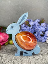 Load image into Gallery viewer, Druzy Carnelian Crystal Egg Carving With Adorable Easter Bunny Stand