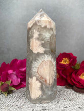 Load image into Gallery viewer, Natural Green Quartz Flower Agate Crystal Tower Point