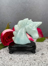 Load image into Gallery viewer, Blue Caribbean Calcite Crystal Unicorn Carving