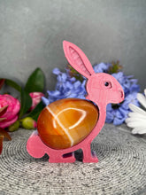 Load image into Gallery viewer, Stunning Carnelian Crystal Egg Carving With Adorable Easter Rabbit Bunny Stand