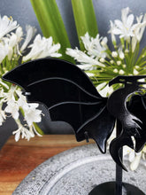 Load image into Gallery viewer, Obsidian Crystal Dragon Wings On Black Dragon Stand