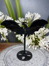 Load image into Gallery viewer, Obsidian Crystal Dragon Wings On Black Dragon Stand