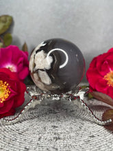 Load image into Gallery viewer, Breathtaking Black Flower Agate Crystal Sphere