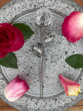 Load image into Gallery viewer, Transparent Clear Quartz Rose Crystal Carving With Silver Stem