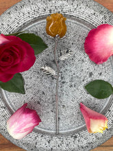 Load image into Gallery viewer, Stunning Golden Healer Rose Crystal Carving With Silver Stem