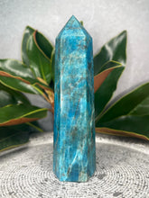 Load image into Gallery viewer, Blue Apatite Crystal Tower Point Chakra Healing