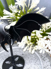 Load image into Gallery viewer, Obsidian Crystal Dragon Wings On Black Dragon Stand