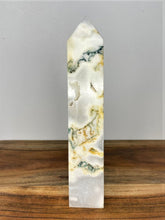 Load image into Gallery viewer, White Moss Agate Quartz Crystal Tower