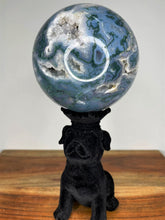 Load image into Gallery viewer, XXL Blue Moss Agate Crystal Sphere