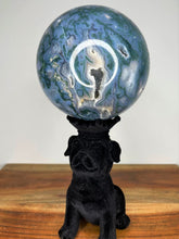 Load image into Gallery viewer, XXL Blue Moss Agate Crystal Sphere