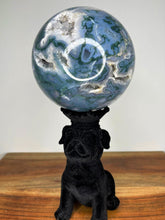 Load image into Gallery viewer, XXL Blue Moss Agate Crystal Sphere