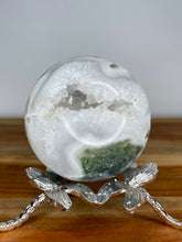 Load image into Gallery viewer, White Quartz Moss Agate Crystal Sphere