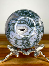 Load image into Gallery viewer, Purity Blue Moss Agate Crystal Sphere With White Quartz