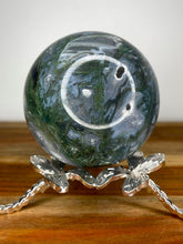 Load image into Gallery viewer, Peaceful Blue Moss Agate Crystal Sphere