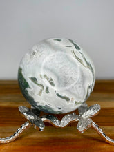 Load image into Gallery viewer, White Quartz Moss Agate Crystal Sphere