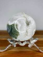 Load image into Gallery viewer, White Quartz Moss Agate Crystal Sphere