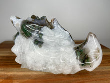 Load image into Gallery viewer, Healing Moss Agate Crystal Dragon Skull Carving