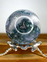 Load image into Gallery viewer, Purity Blue Moss Agate Crystal Sphere With White Quartz