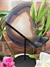 Load image into Gallery viewer, High Quality Agate Moon With Quartz On Black Stand