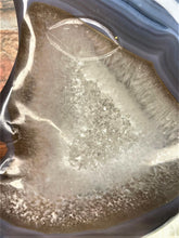 Load image into Gallery viewer, High Quality Agate Moon With Quartz On Black Stand