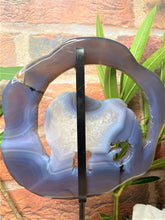 Load image into Gallery viewer, Blue Agate Banding Elephant Sculpture With Dendritic Inclusions