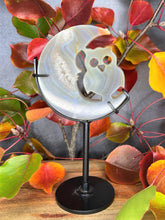 Load image into Gallery viewer, Druzy Agate Moon And Owl Carving