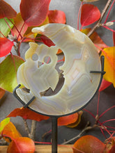 Load image into Gallery viewer, Druzy Agate Moon And Owl Carving