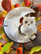 Load image into Gallery viewer, Amazing Banding Agate Crystal Moon and Owl