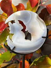 Load image into Gallery viewer, Stunning Agate Moon & Cat With Druzy