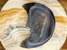 Load image into Gallery viewer, Stunning Crescent Moon Face Crystal With Druzy