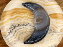 Load image into Gallery viewer, Druzy Crescent Moon Agate Gem Stone Crystal
