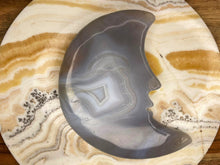 Load image into Gallery viewer, Crescent Moon Face Crystal With Druzy