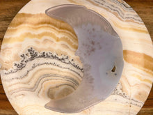 Load image into Gallery viewer, Agate Crescent Moon Crystal With Druzy Geode