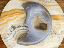 Load image into Gallery viewer, Crescent Moon Face Crystal With Druzy