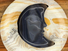 Load image into Gallery viewer, Crescent Moon Face Crystal With Druzy Geode