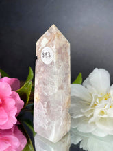 Load image into Gallery viewer, Chakra Healing Pink Flower Agate Crystal Tower Point