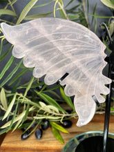 Load image into Gallery viewer, Stunning Rose Quartz Crystal Butterfly Wings On Black Stand