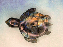 Load image into Gallery viewer, Labradorite Crystal Turtle Carving With Stunning Rainbow Flash