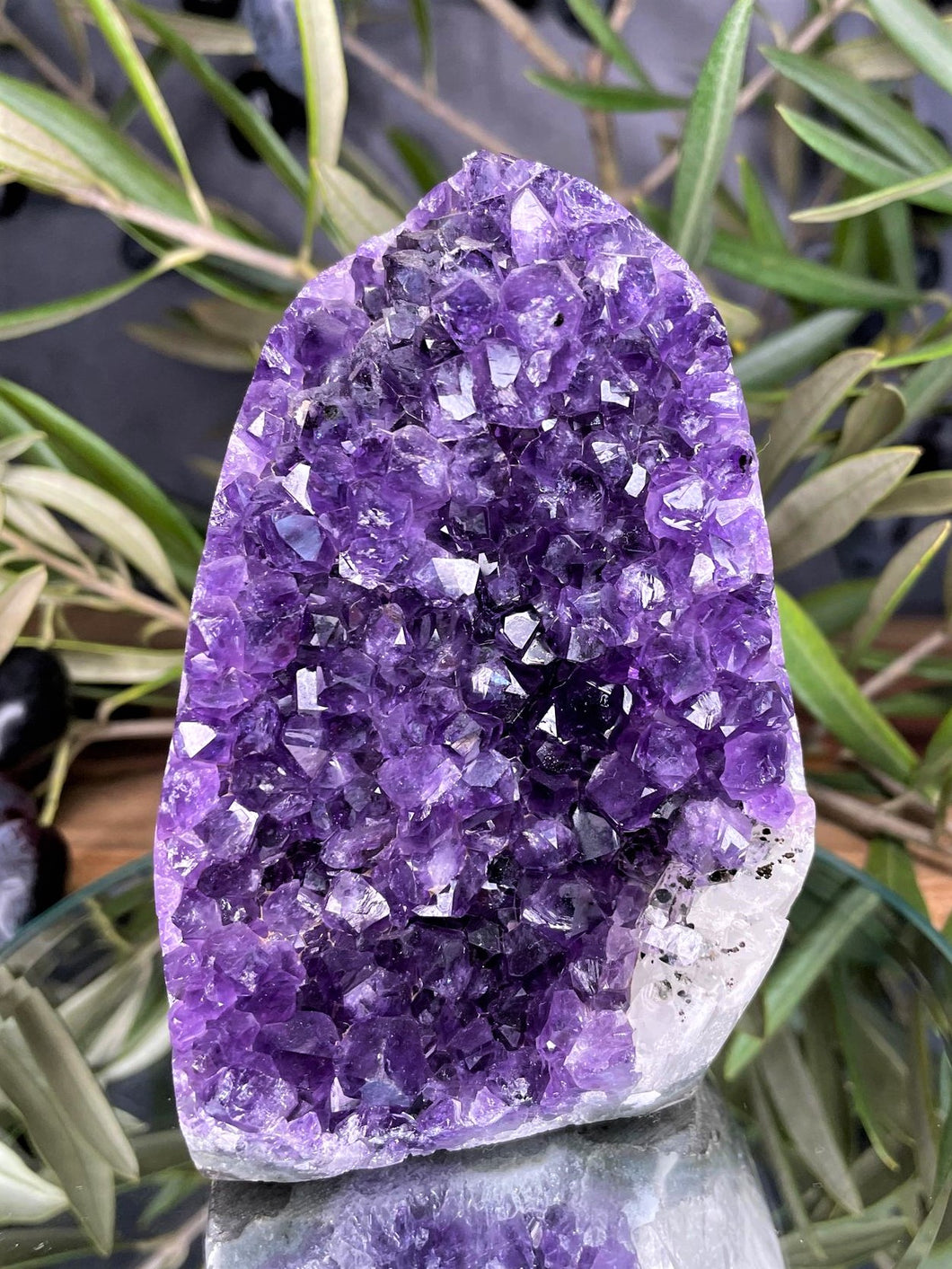 Chakra Healing Amethyst Cluster Geode With Calcite Crystal Inclusion
