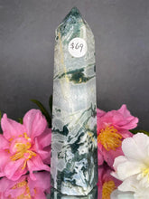 Load image into Gallery viewer, Natural Crystal Moss Agate Tower With Quartz Inclusions
