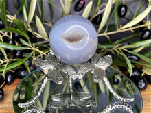 Load image into Gallery viewer, Crystal Blue Agate Sphere With Geode Druzy