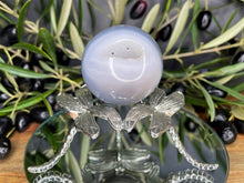 Load image into Gallery viewer, Crystal Blue Agate Sphere With Geode Druzy