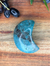 Load image into Gallery viewer, Meditation Blue Amazonite Crescent Moon Palm Stone