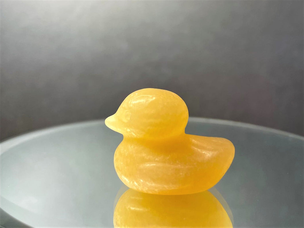 Adorable Yellow Calcite Duck Crystal Carving