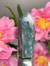 Load image into Gallery viewer, Blue and Green Crystal Moss Agate Tower Meditation Healing